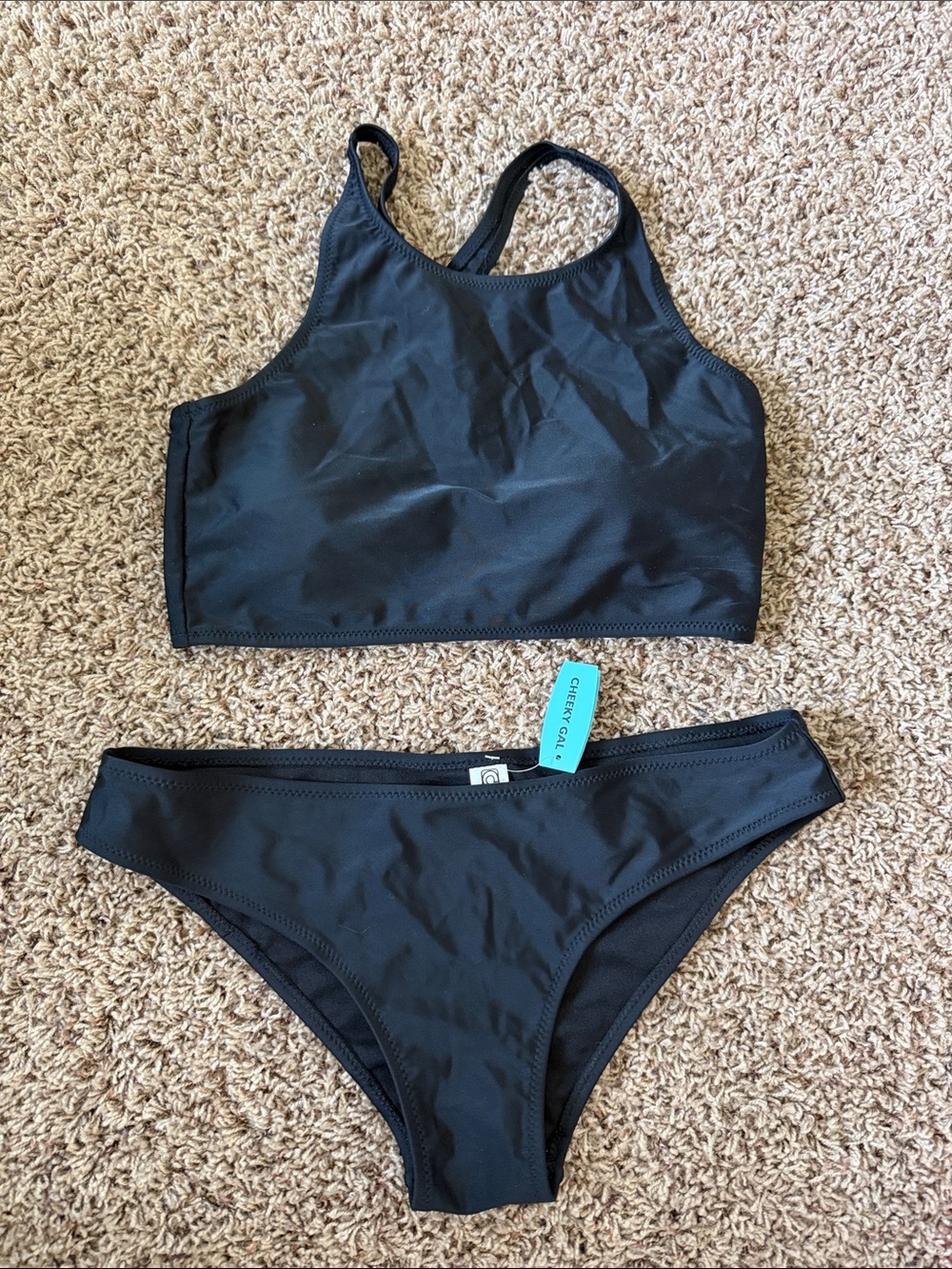 Women's Black High-Neck Bikini Set - Sleek Two-Piece Swimwear